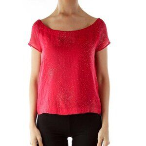 Rory Beca Red Gold Boat Neckline Blouse